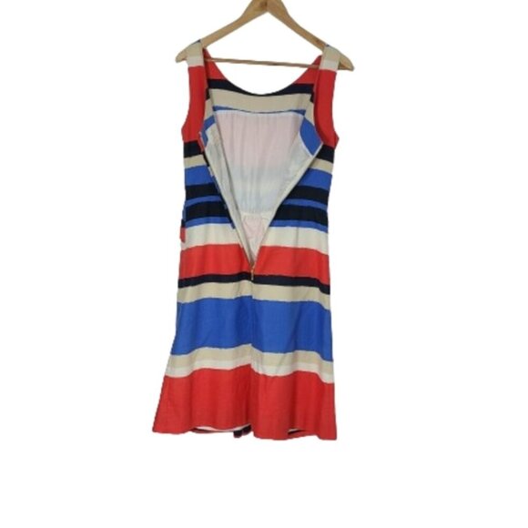 KATE SPADE Jillian Linen Blend Striped Bow-Waist Midi Dress Women's Size 6 - Picture 11 of 16